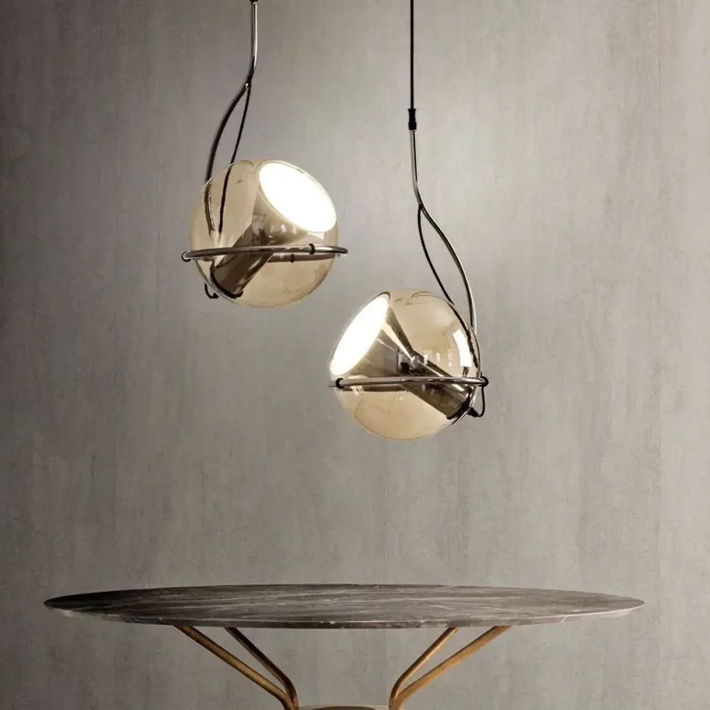 Suspension Lighting Fixture in Brown Glass Ball with LED Spot – Lustria