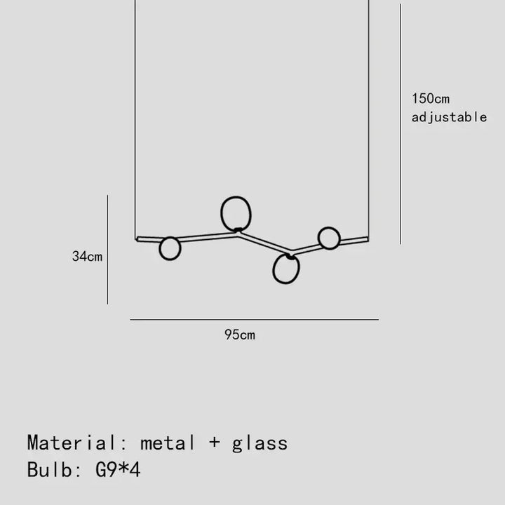 Suspension luminaire branche avec boules blanches moderne