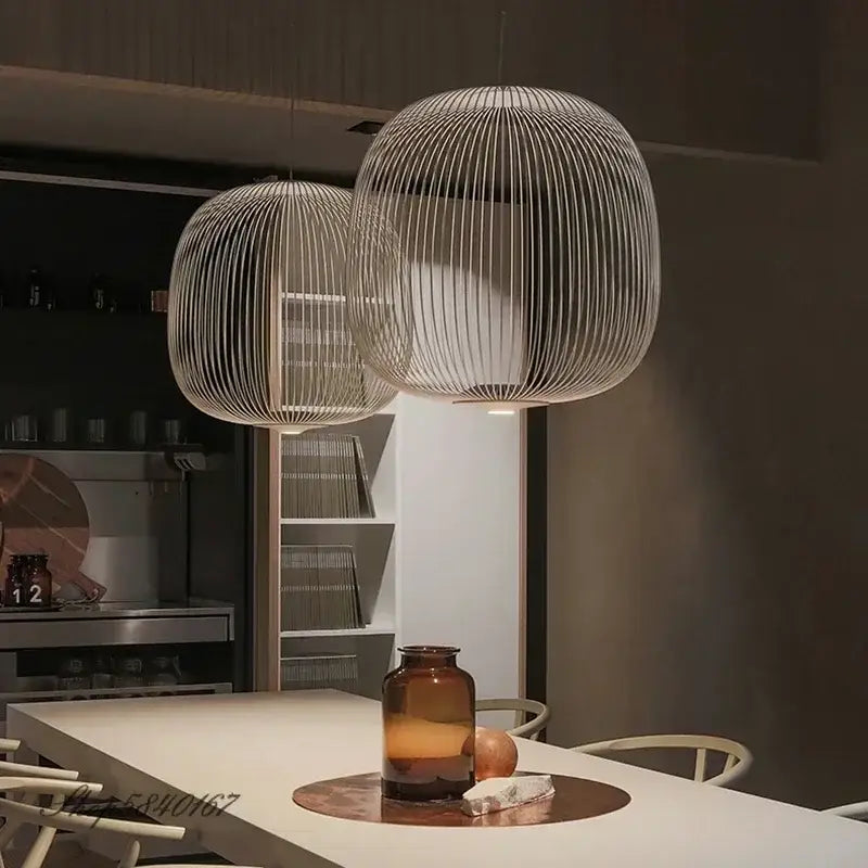 Suspension luminaire cage en aluminium pour cuisine moderne

