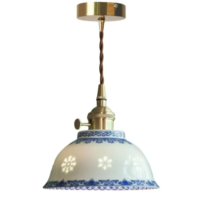 Suspension céramique design élégant blanc bleu doré