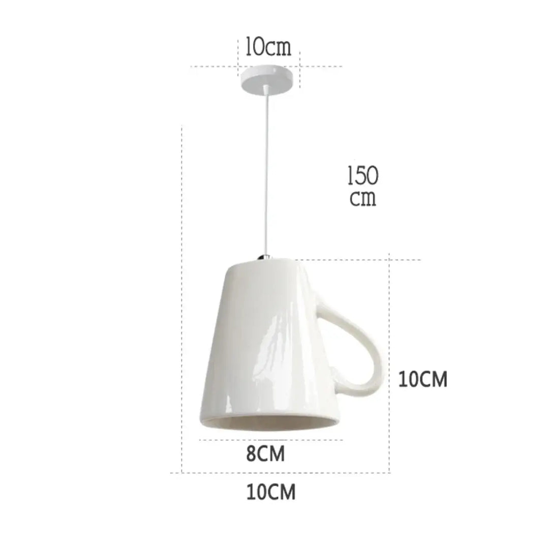 Suspension luminaire ceramica en céramique blanche avec poignée intégrée et finition brillante style intemporel