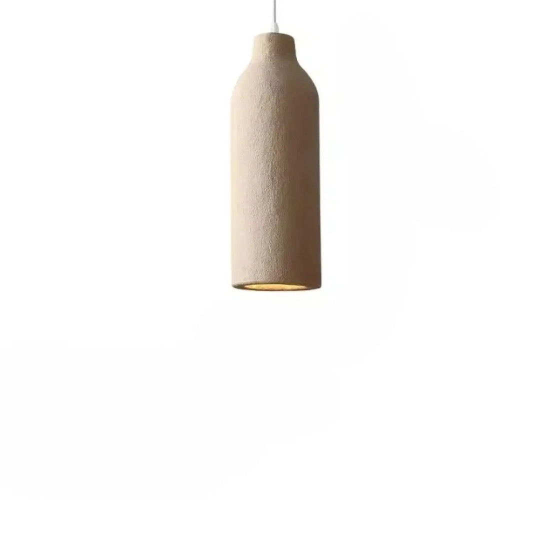 Suspension luminaire kayo beige en céramique texturée avec design élégant en forme de bouteille et lumière intérieure chaude pour un appareil intelligent plus brefs délais besoin d’ouvrir