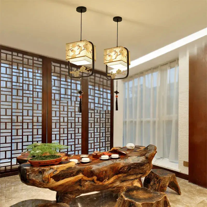 Suspension Luminaire Chinoise Au Design Traditionnel Pour Entrée