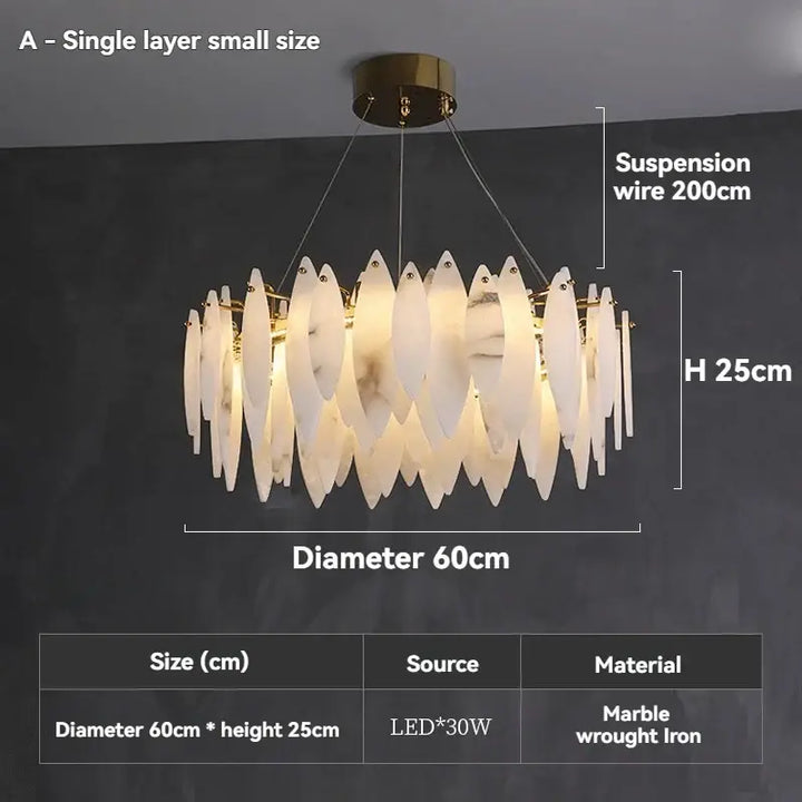 Suspension circulaire en marbre et fer forgé élégant
