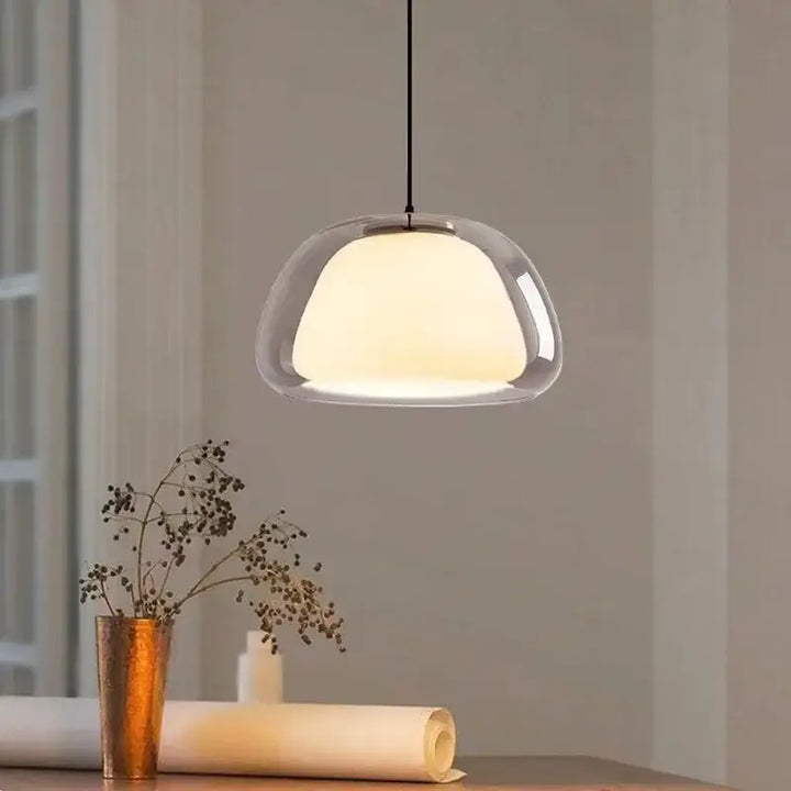 Suspension Luminaire Contemporain Verre Transparent Blanc Clair
