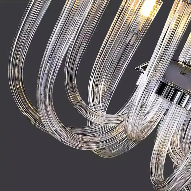 Suspension Luminaire Contemporain Verre Transparent Et Métal Noir