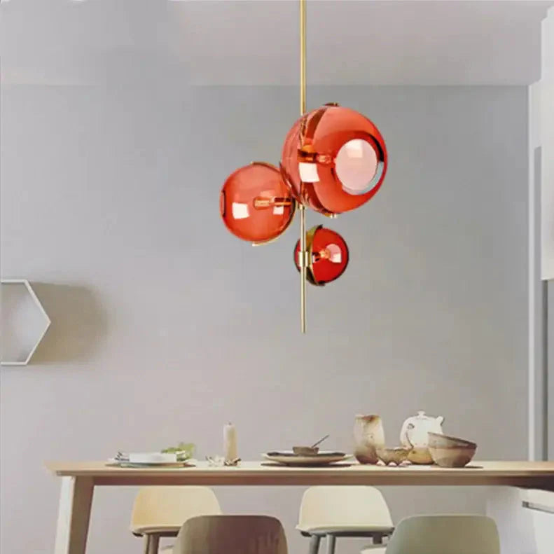 Suspension Luminaire contemporaine grappes de boules verre coloré