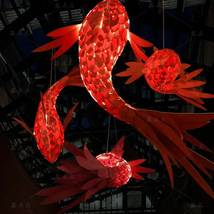 Suspension luminaire créative poissons rouge élégant