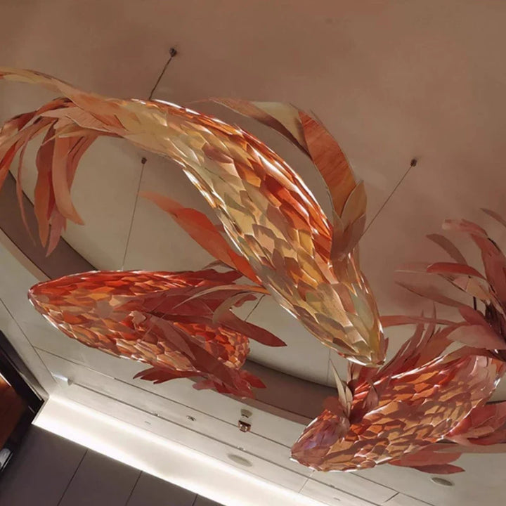 Suspension luminaire créative poissons rouge élégant