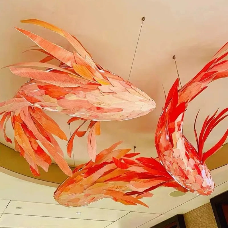 Suspension luminaire créative poissons rouge élégant