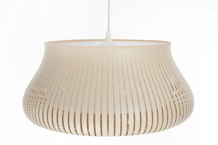Suspension luminaire oblo crème en papier plissé beige avec un design moderne pour un éclairage élégant