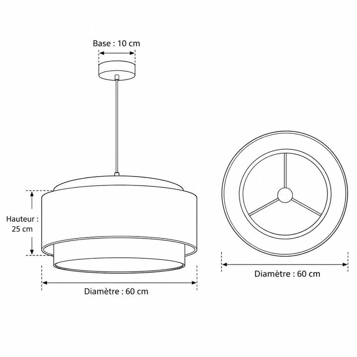 Suspension luminaire crème doblo boho élégant double étage 60 cm design écru minimaliste pour décoration intérieure