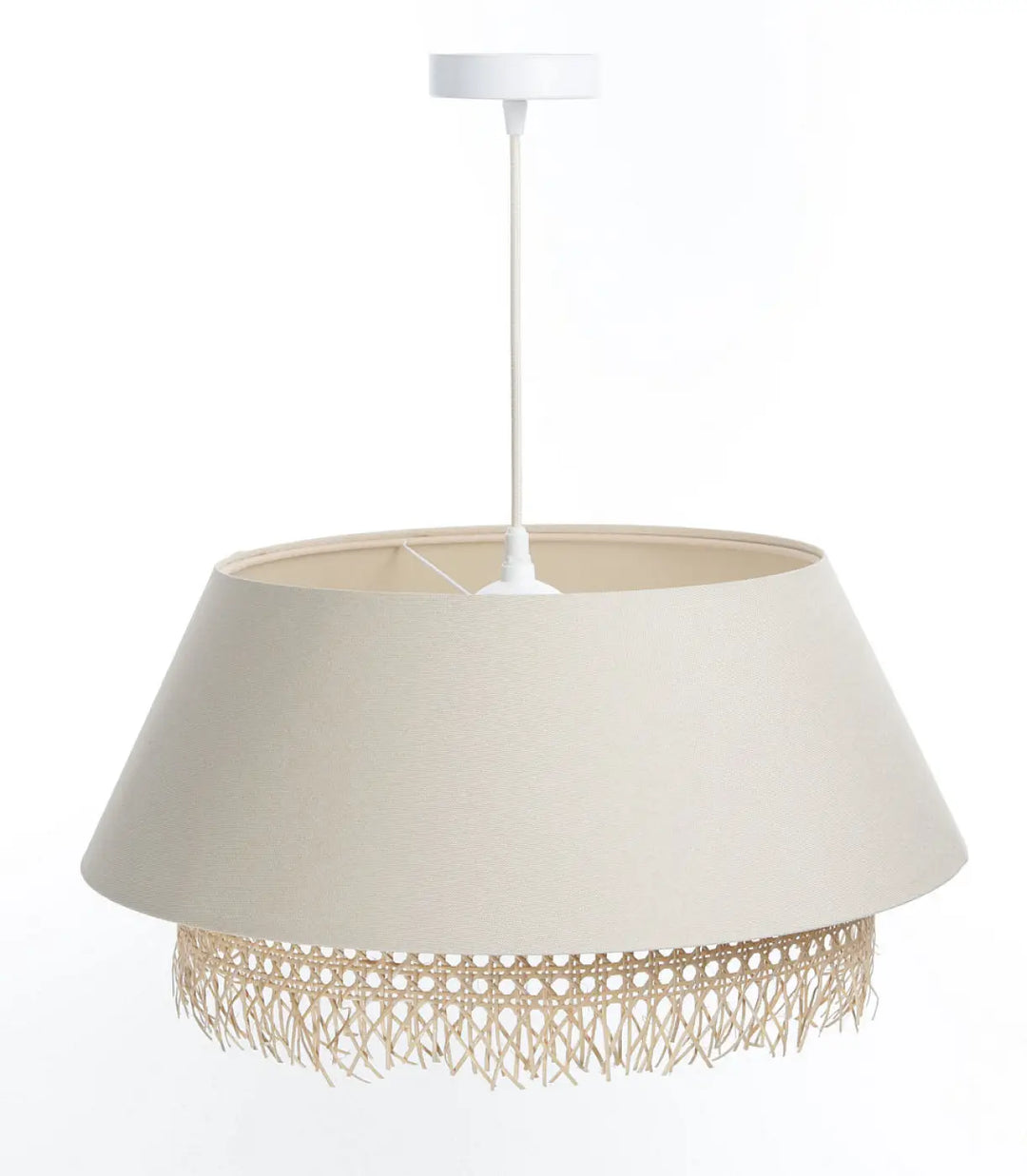 Beige suspension luminaire crème sensei rattan en rotin naturel avec frange pour éclairage intérieur élégant