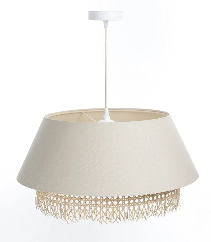 Beige suspension luminaire crème sensei rattan en rotin naturel avec frange pour éclairage intérieur élégant