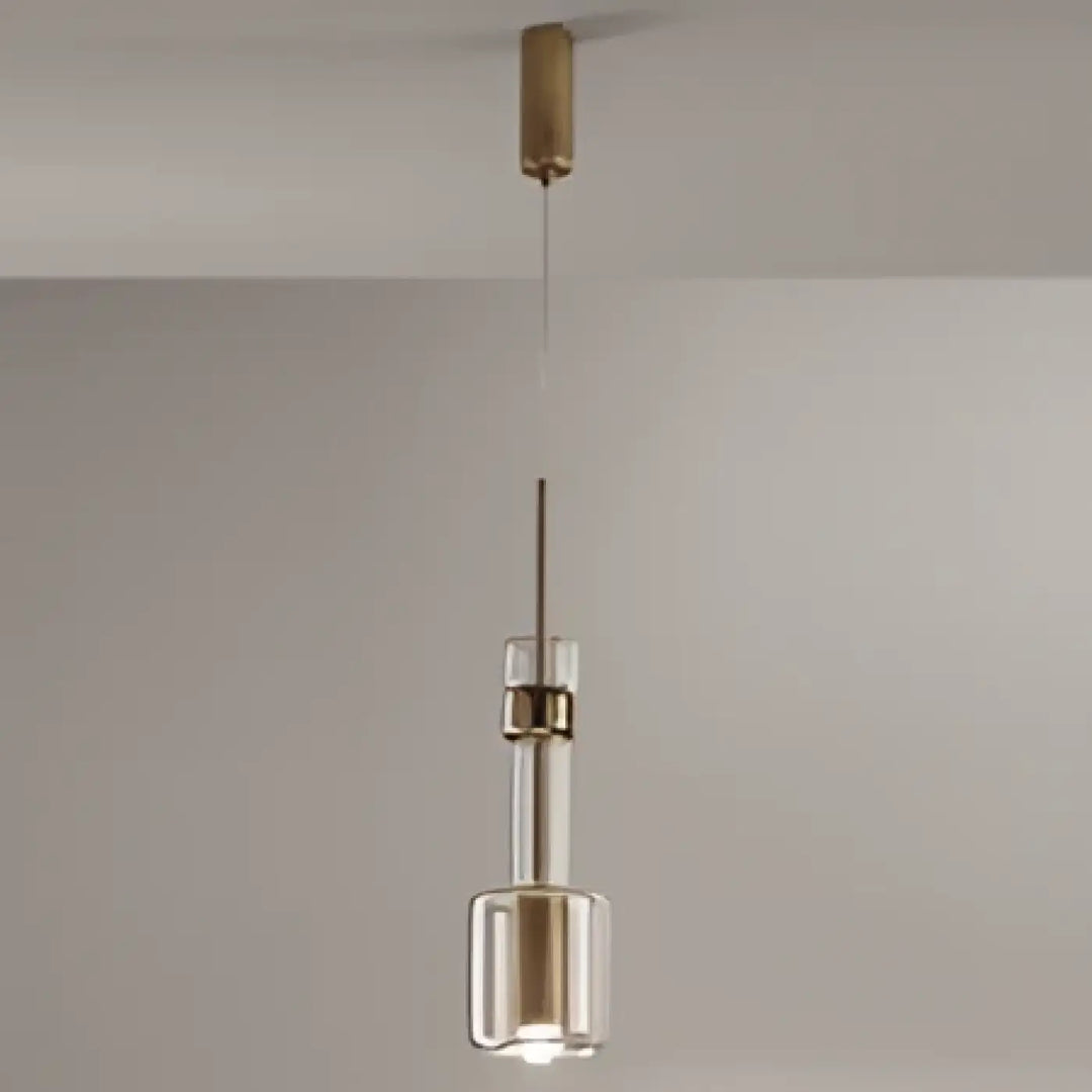 Suspension luminaire vitria avec cadre en métal laiton et verre soufflé clear pour décoration intérieure moderne