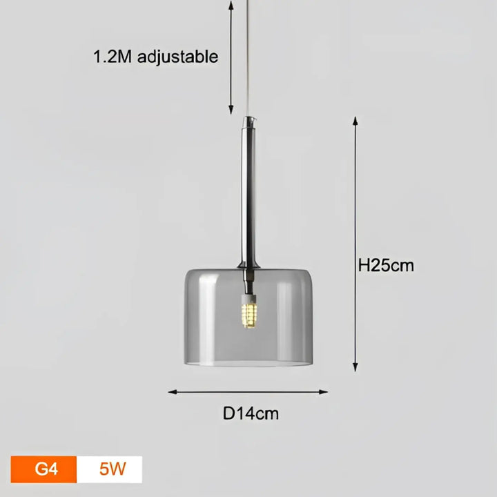 Suspension luminaire cylis en métal chromé avec abat-jour cylindrique en verre fumé led création lumineuse apporte présence décorative