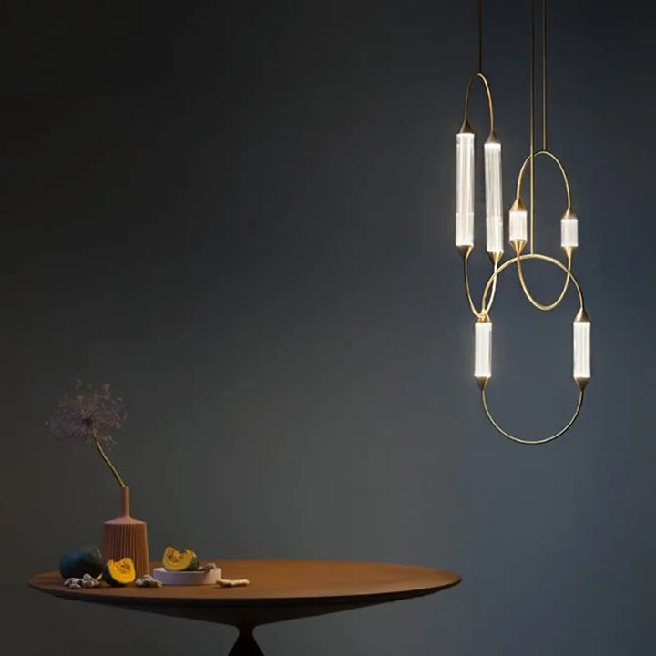 Suspension luminaire orsen en laiton moderne avec tubes en verre clair et design géométrique minimaliste seule couleur sources lumineuses