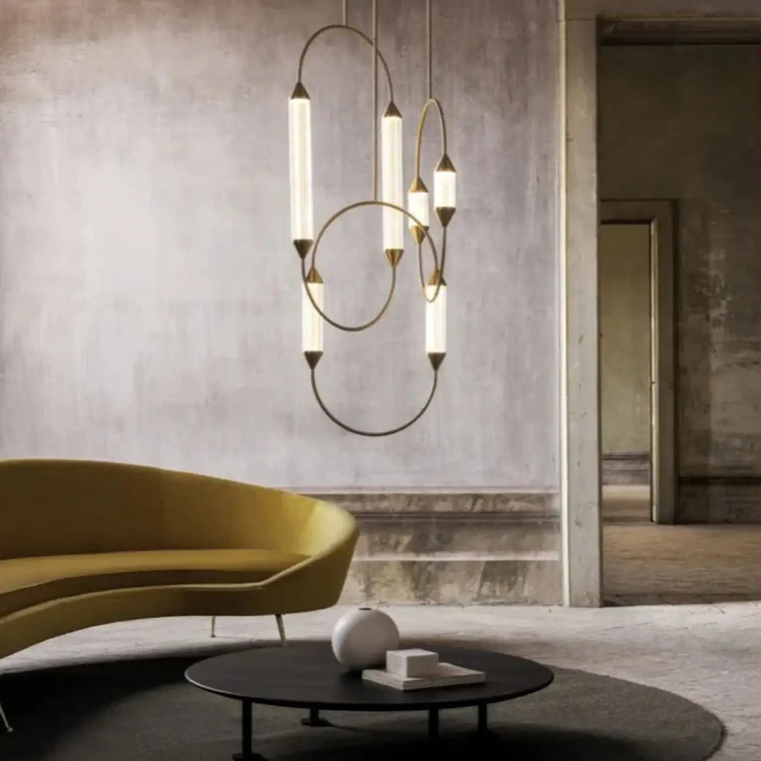 Suspension luminaire orsen en laiton moderne avec verre dépoli et design géométrique circulaire seule couleur élégante sources lumineuses intégrées