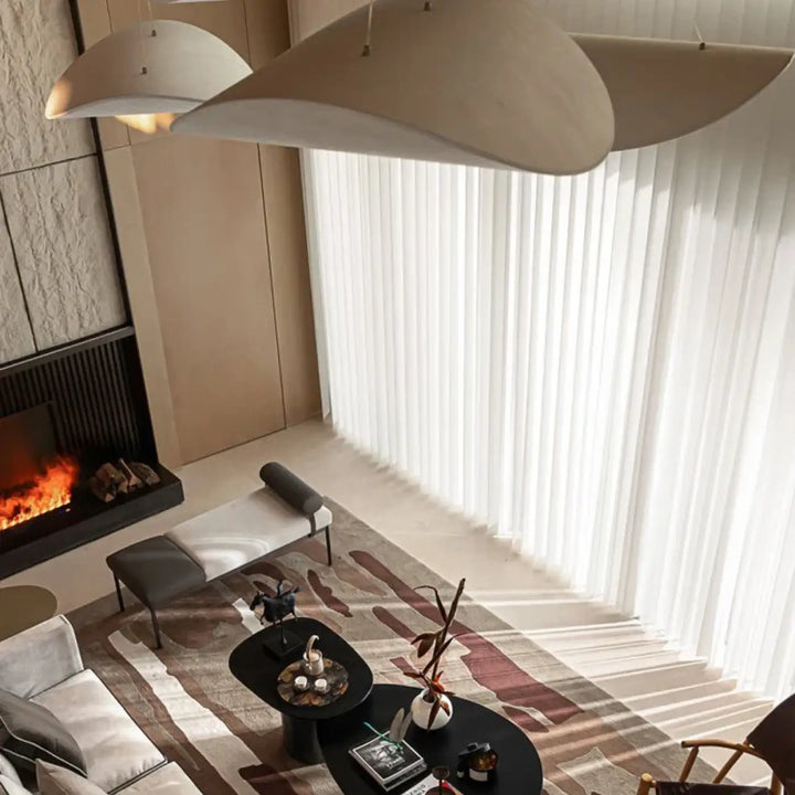 Suspension luminaire design blanc mat formes galets moderne