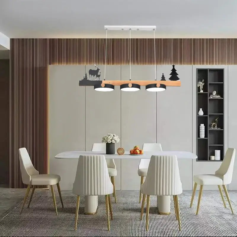 Suspension luminaire design en bois avec décor nature élégant