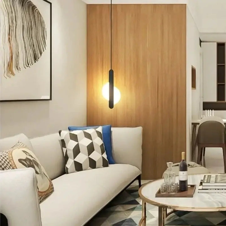 Suspension luminaire design cercle noir style moderne

