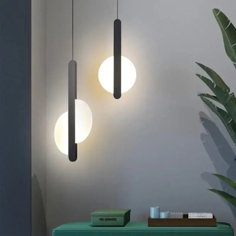 Suspension luminaire design cercle noir style moderne

