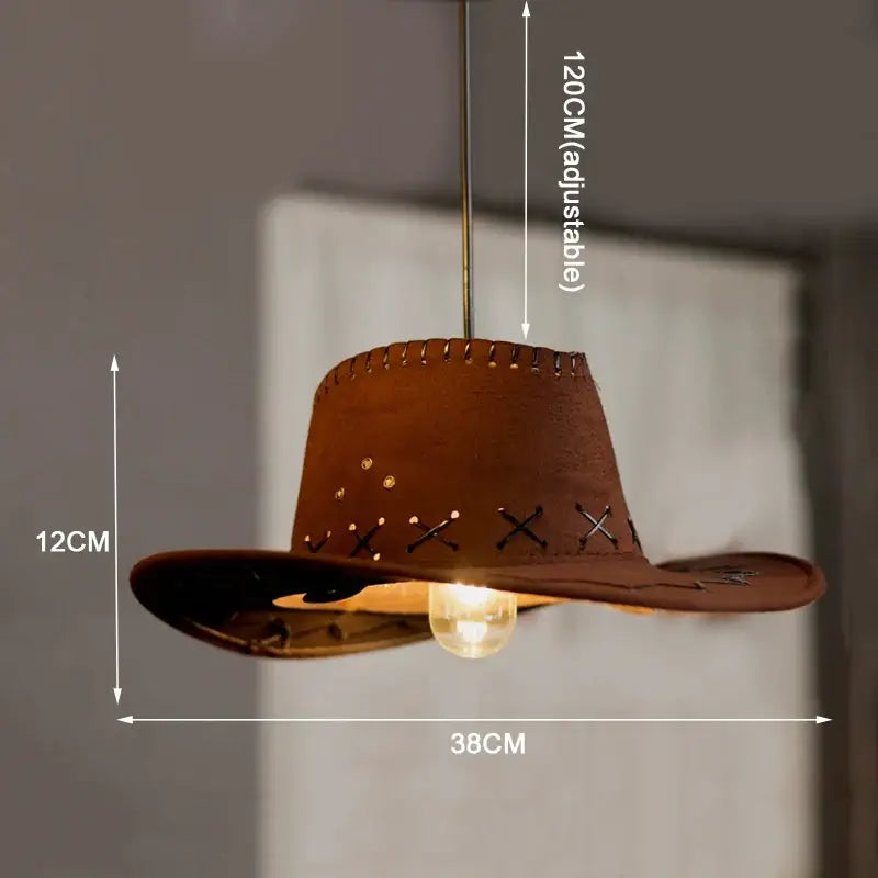 Suspension luminaire design chapeau western style vintage