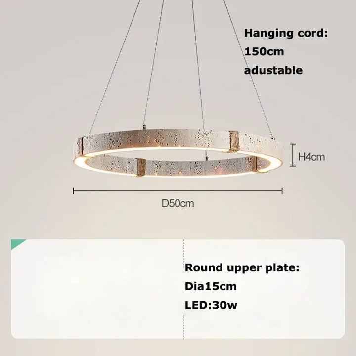 Suspension design circulaire led style travertin elegance