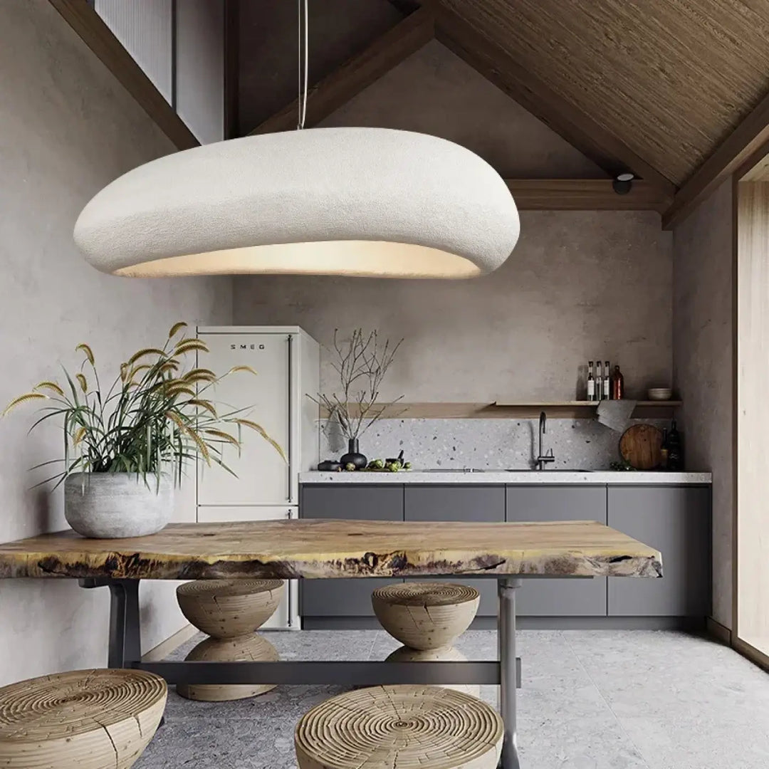 Suspension luminaire design contemporain effet pierre naturel