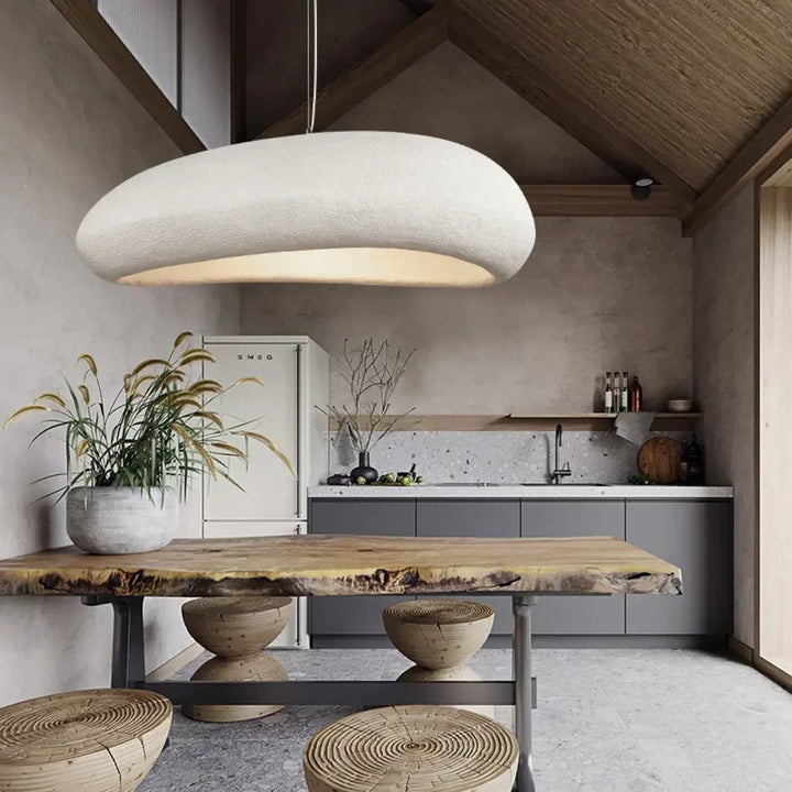 Suspension luminaire design contemporain effet pierre naturel