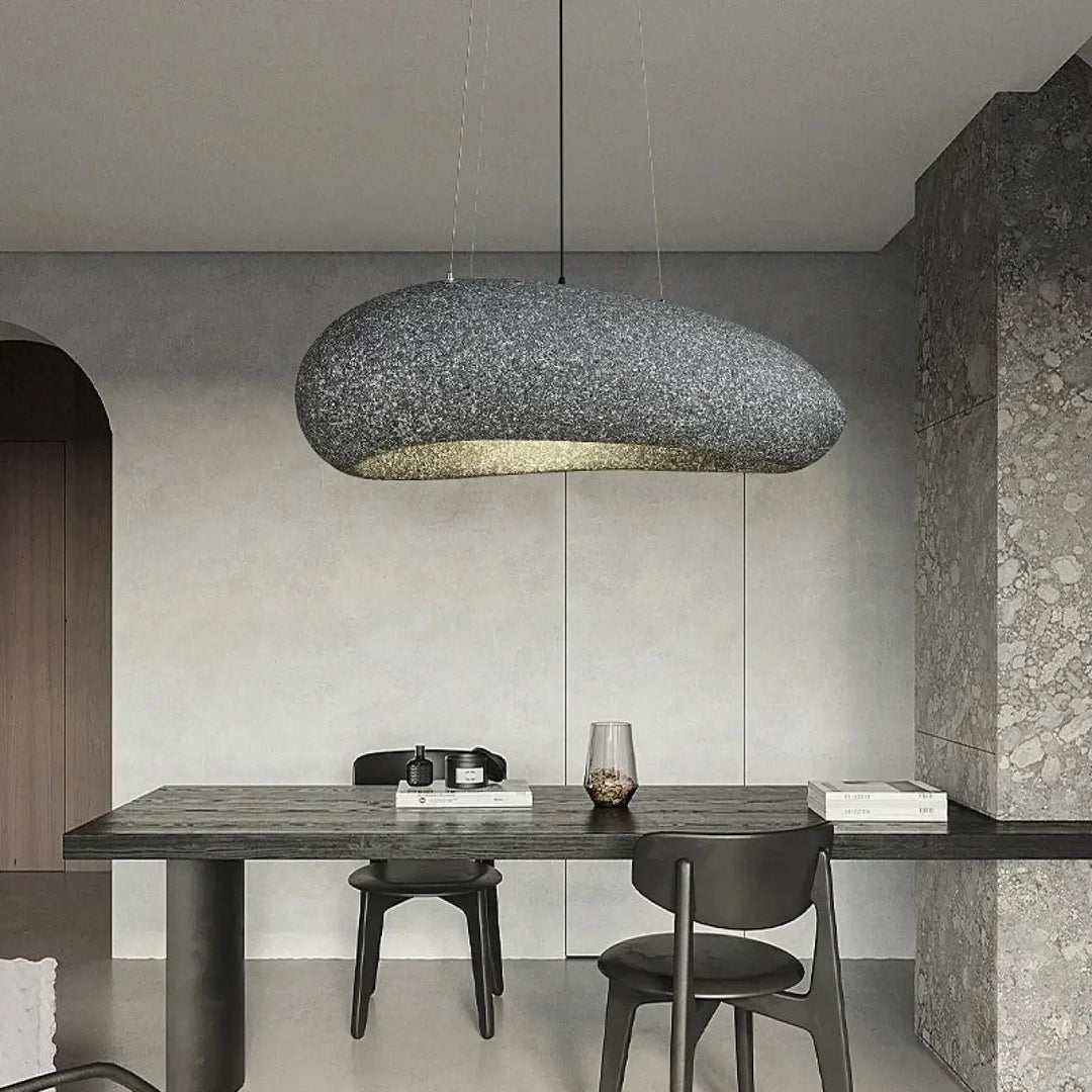 Suspension luminaire design contemporain effet pierre naturel