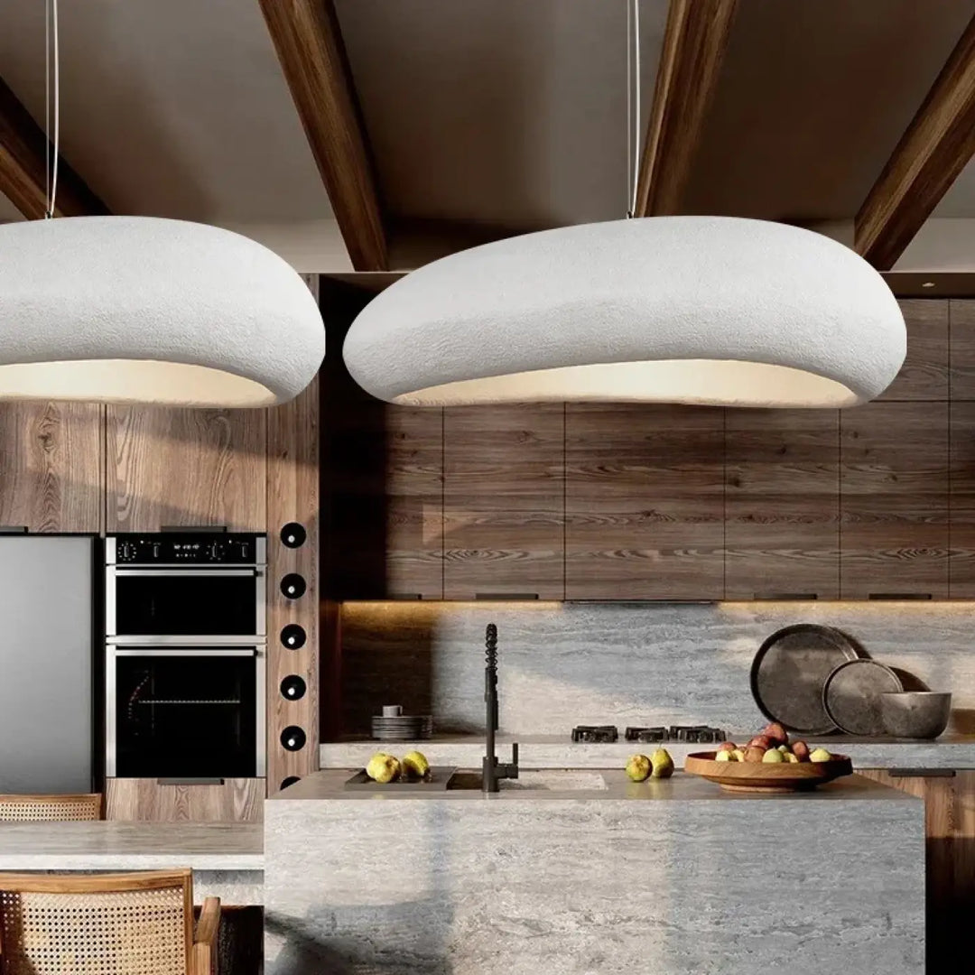 Suspension luminaire design contemporain effet pierre naturel