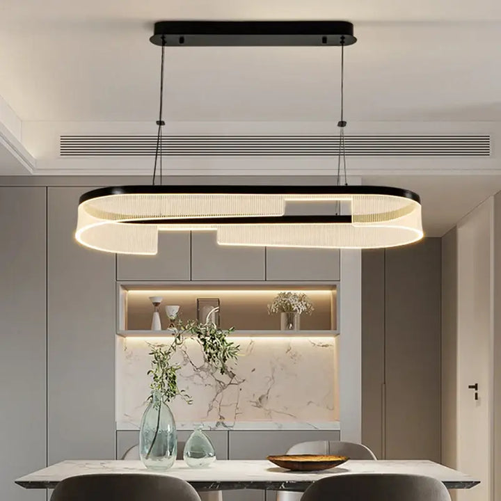 Suspension luminaire noire design contemporain led élégant