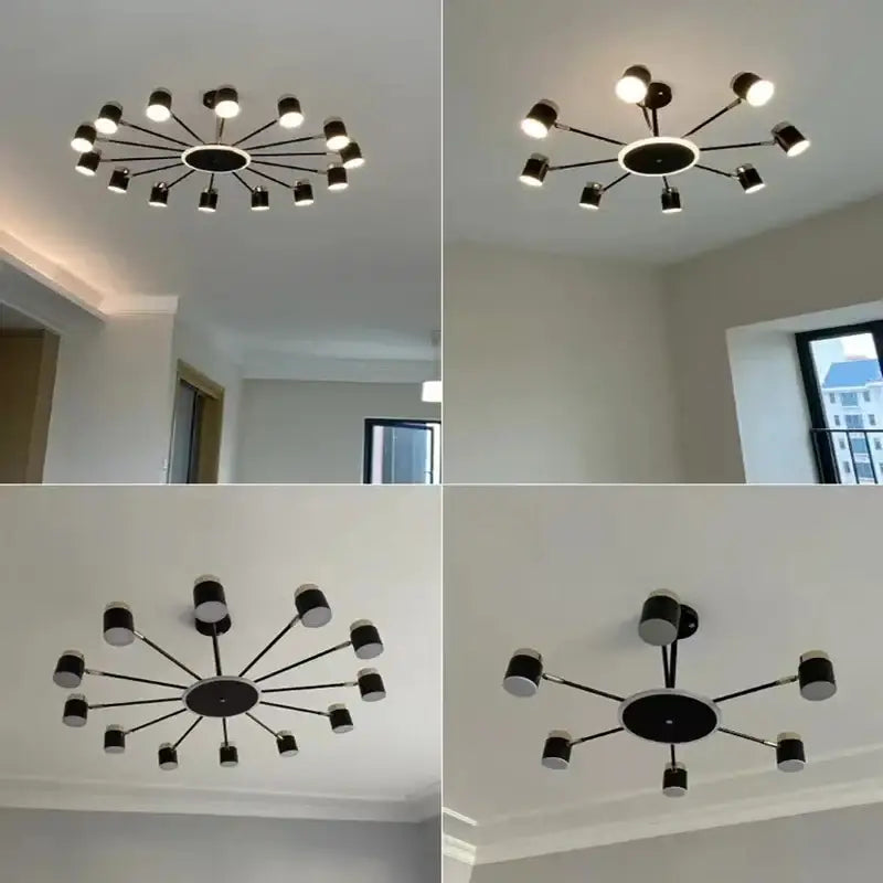 Suspension luminaire design élégant en métal noir et doré