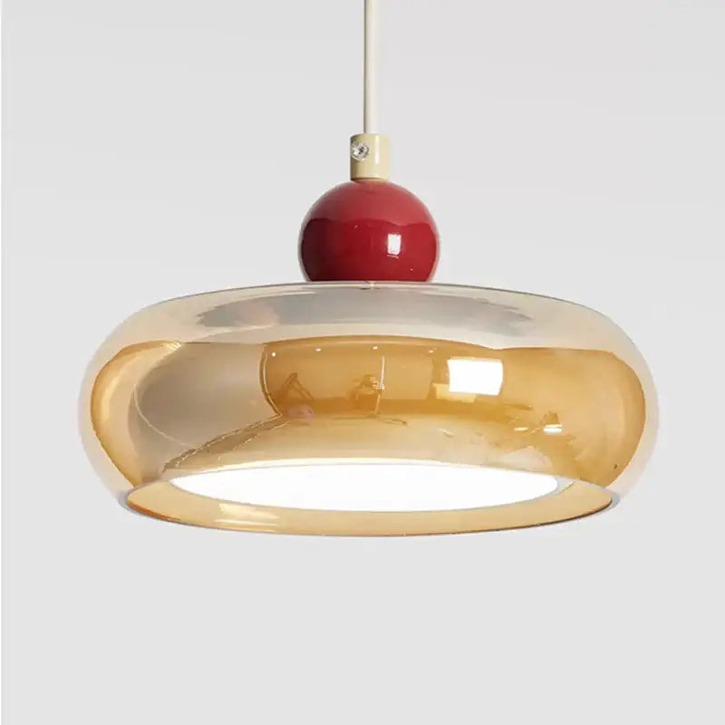 Suspension luminaire design élégant en verre et bois naturel