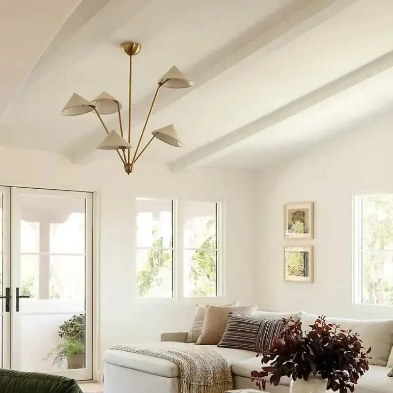 Suspension luminaire design minimaliste à formes coniques blanc