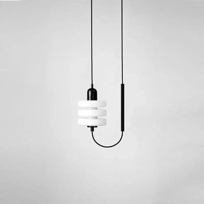 Suspension luminaire design minimaliste en verre blanc et noir