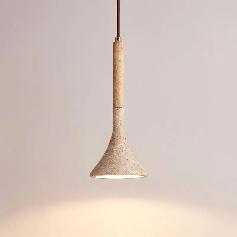 Suspension luminaire design moderne en bois et pierre raffiné