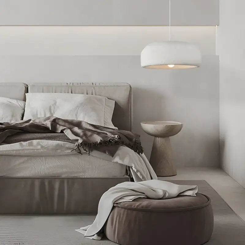 Suspension luminaire design moderne gris béton pour salon