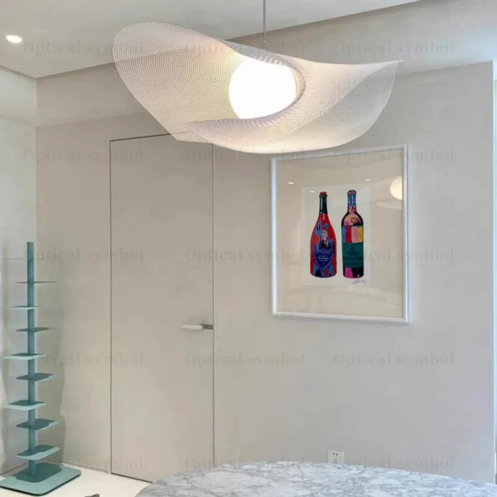 Suspension luminaire design moderne en maille métallique blanc