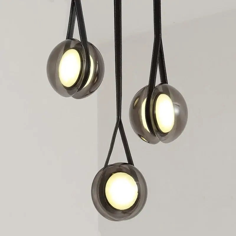 Suspension luminaire design moderne rond en métal anthracite