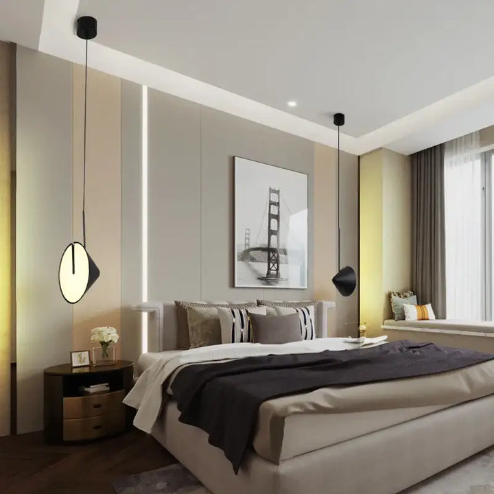 Suspension luminaire design noir forme conique élégante