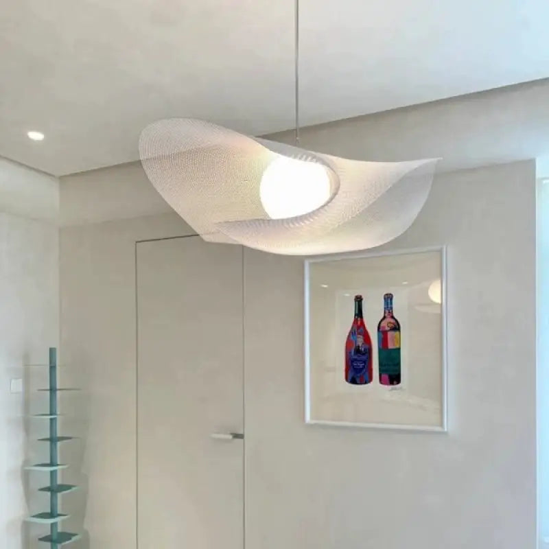 Suspension Luminaire Design Organique En Maille Blanche 