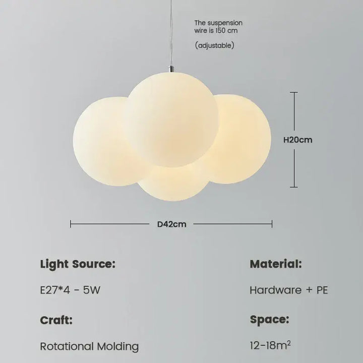 Suspension luminaire design en pe blanc et métal