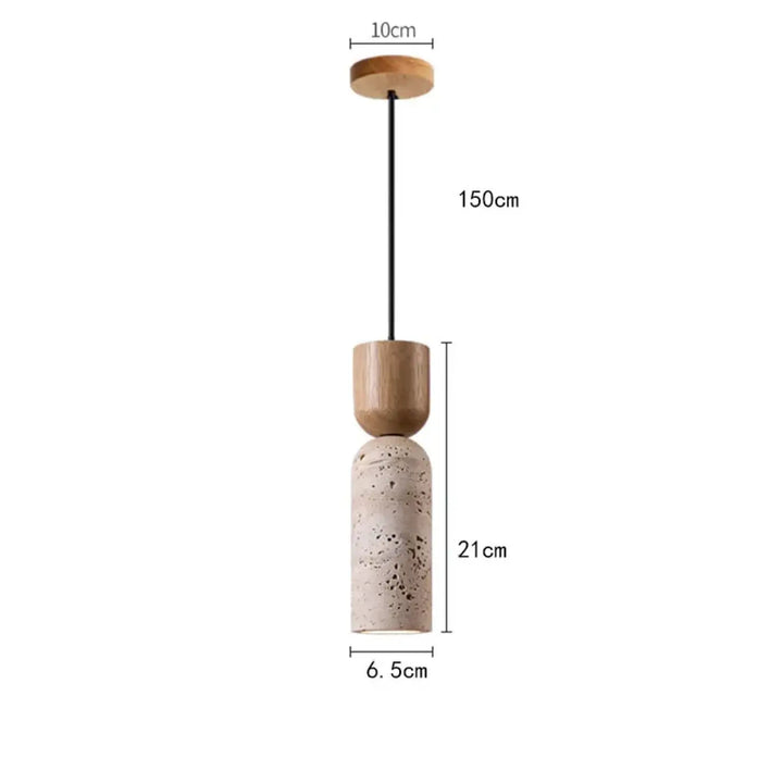 Suspension luminaire design en pierre naturelle et bois