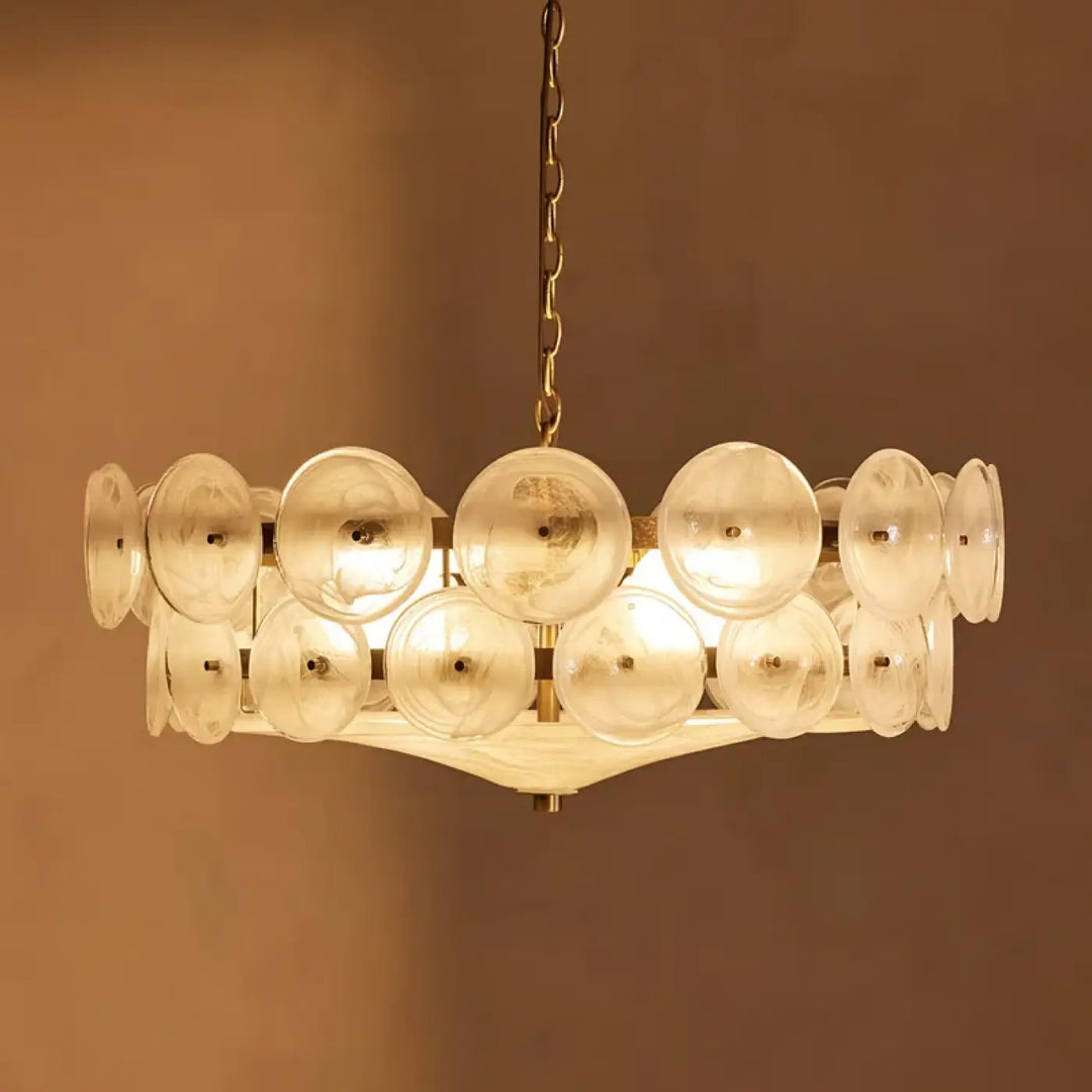 Suspension design rétro en disques de verre vintage