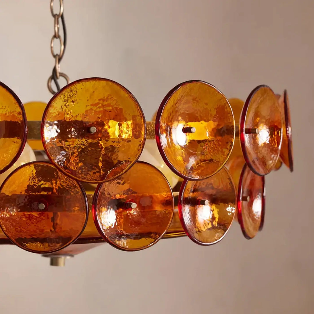 Suspension design rétro en disques de verre vintage