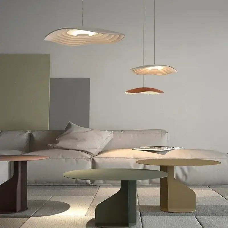 Suspension luminaire design sculptural effet bois moderne chic