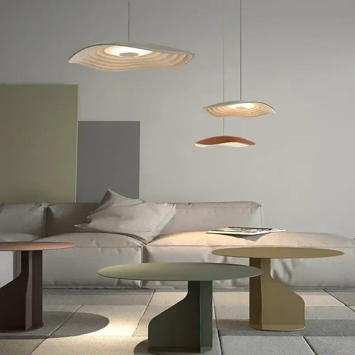 Suspension luminaire design sculptural effet bois moderne chic