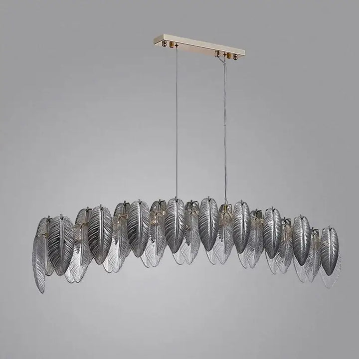 Suspension design en verre effet feuillage doré argent